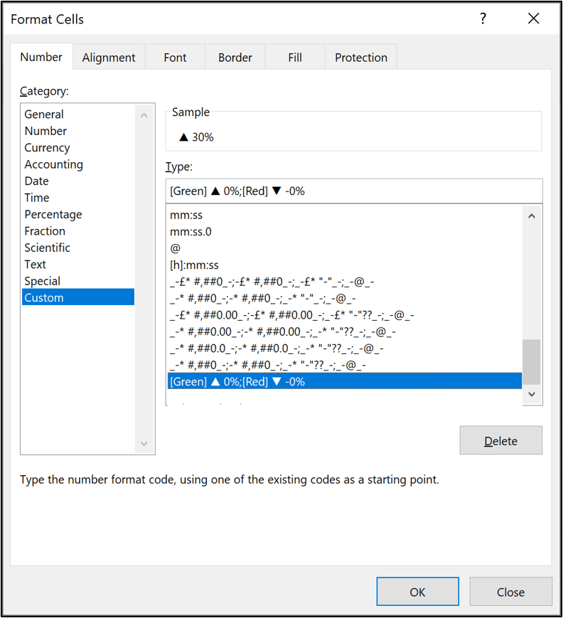 Inserting the delta symbol in Excel