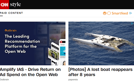 An example of native advertising, a type of performance marketing, on the CNN website