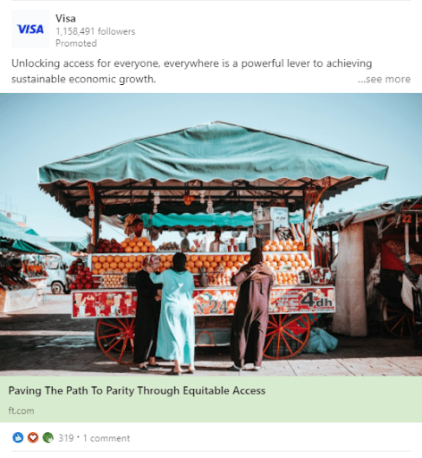 An example of an ad in the LinkedIn news feed