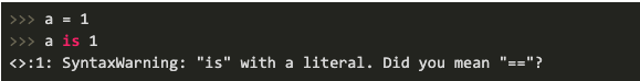Code ending in a syntax warning prompt in Python 3.8.