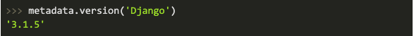 Python 3.8 code showing how to get the version number of the Django framework.