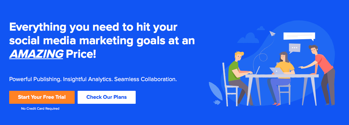 The SocialPilot homepage. SocialPilot is one of the most popular social media management tools.