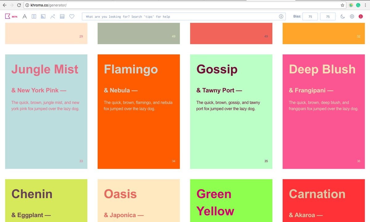 A screenshot of khroma, one of the best ai tools for ui design