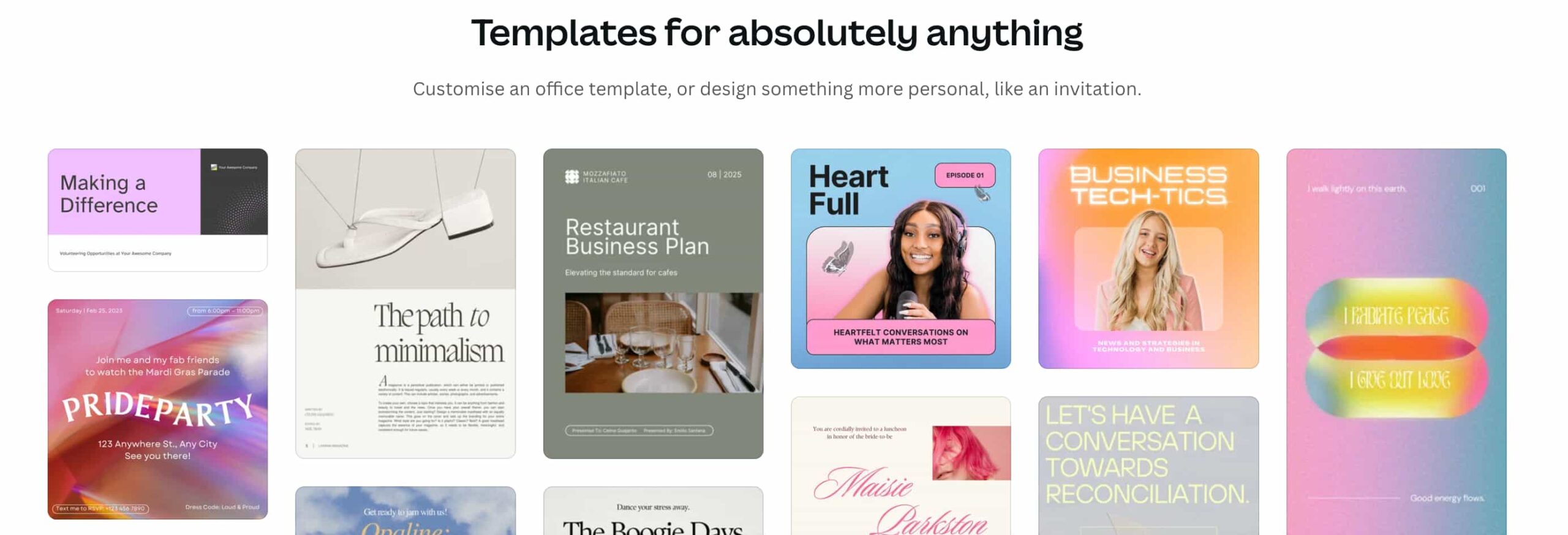 A screenshot from the AI graphic design tool Canva