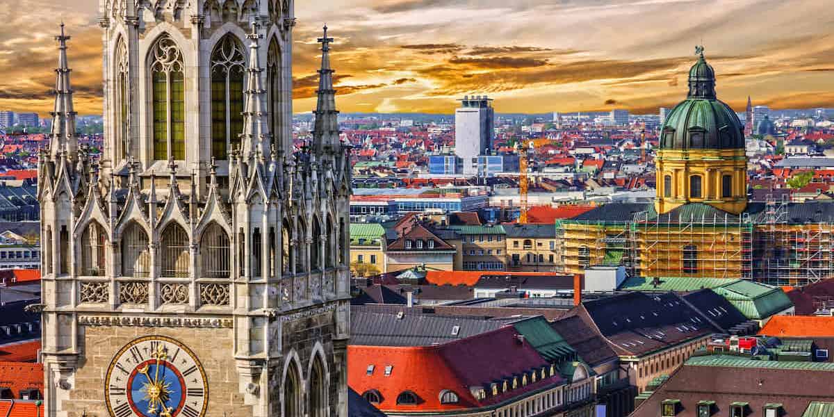 Close up of the architecture in Munich, one of Germany's tech hubs.