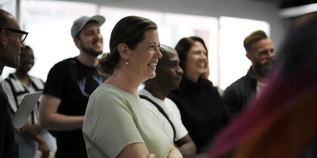 A group of people participating in a design thinking workshop