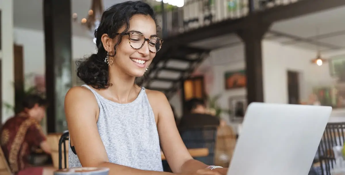 A ux writer at her laptop